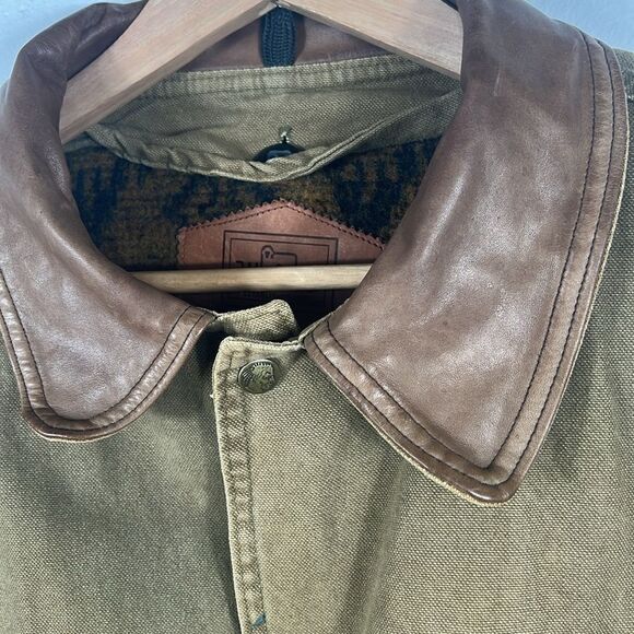 š„Vintage WOOLRICH Denim Wool Blanket Lined CanvasāBarn Aztec Jacket -Sz XL -EUC - Picture 6 of 11